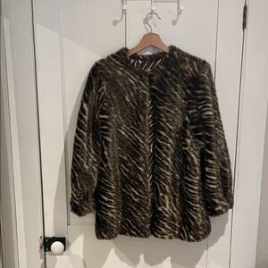 Women's Faux Fur Animal Print Coat